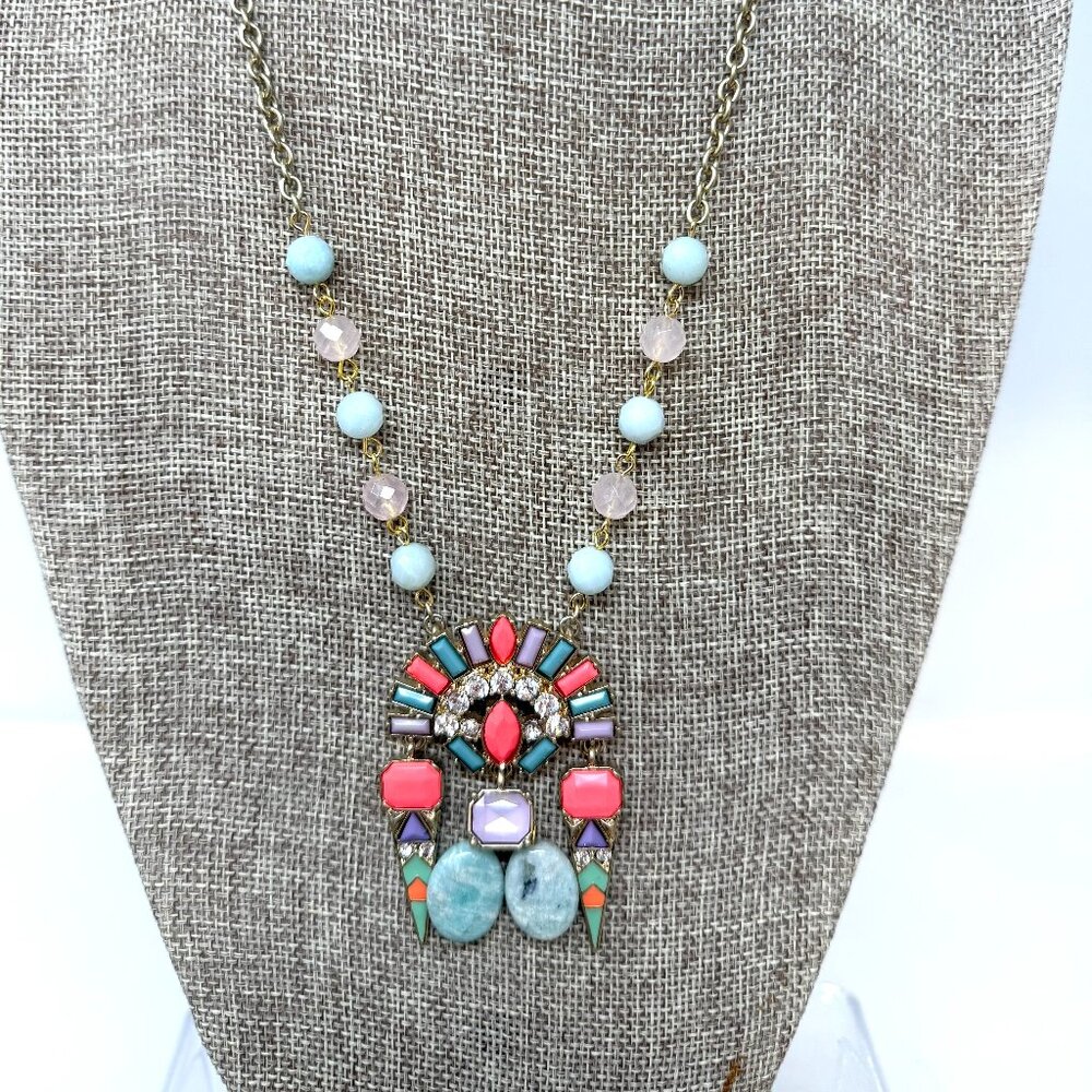 😍NEW Anita K Amazonite, Rose Quartz & Crystal Necklace